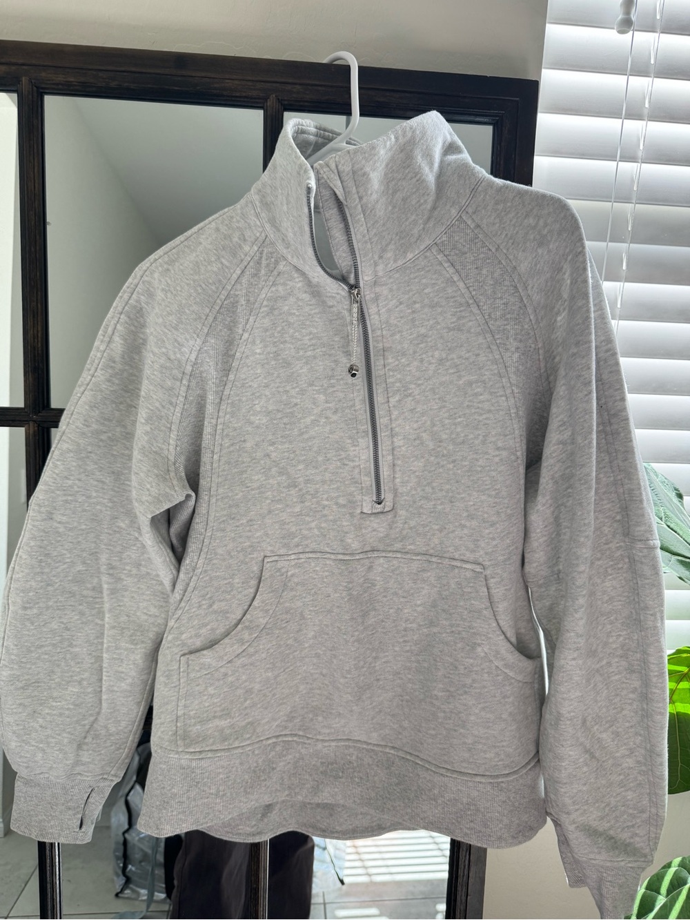 lululemon athletica Light Gray Half-Zip Cowl Pullover